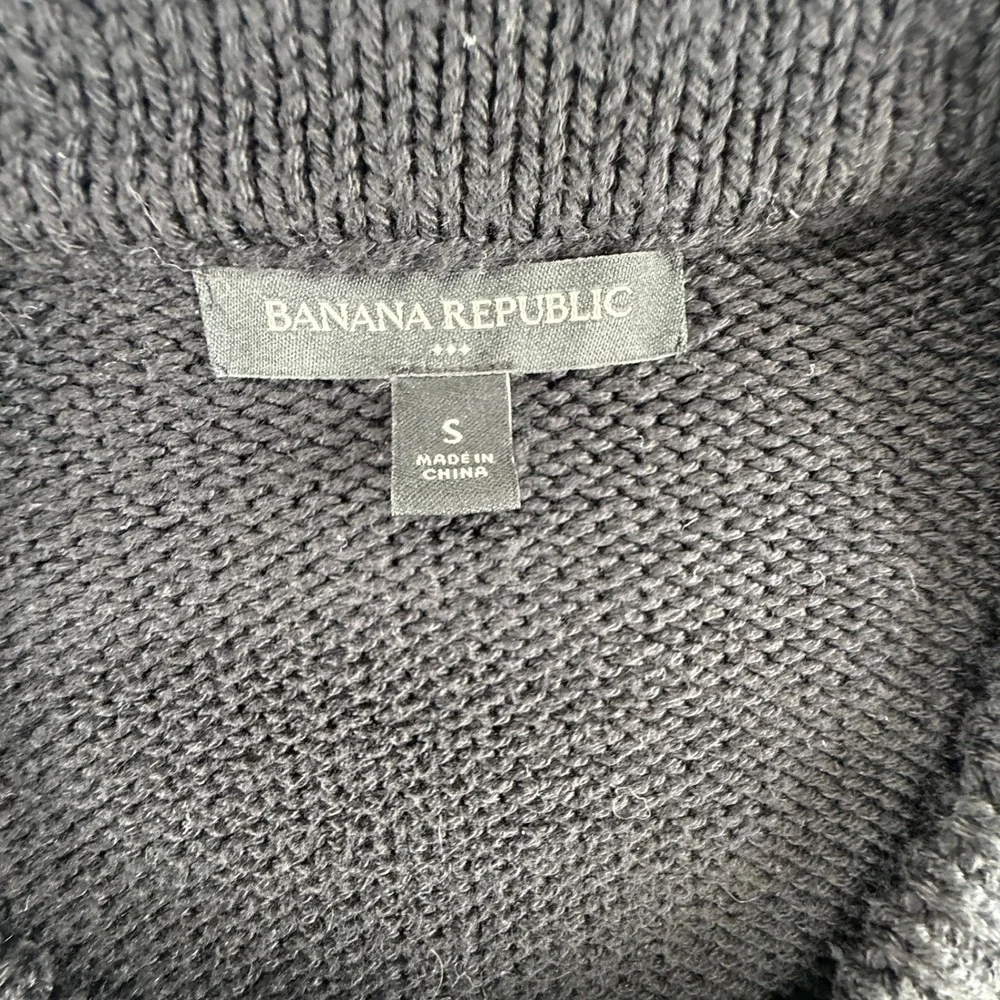 Banana Republic Mens Black Shaker Stitch Crew Neck Sweater Size S Cotton Blend